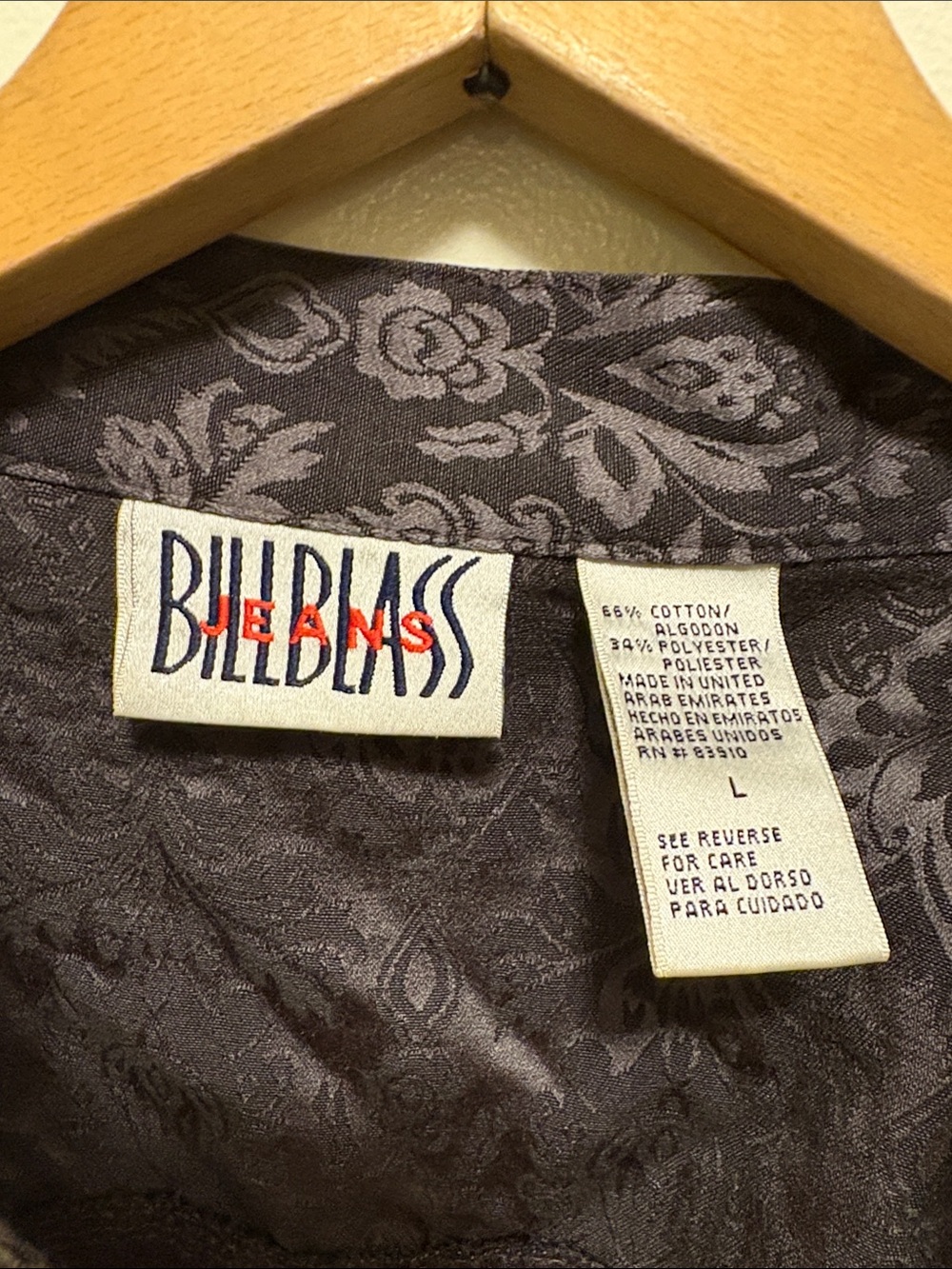 Bill Blass Purple Gray Paisley-Print Button Front Jean Jacket - Picture 2 of 4